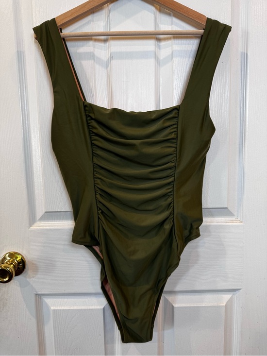 J. Crew Other - J.Crew NWT Re-Imagined Olive Green Ruched One Piece Swimsuit Size 14